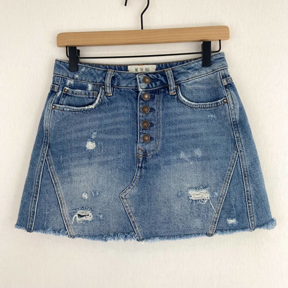 We The Free Dresses & Skirts - We the Free Free People 5 Button Front Distressed Denim Skirt size 27
